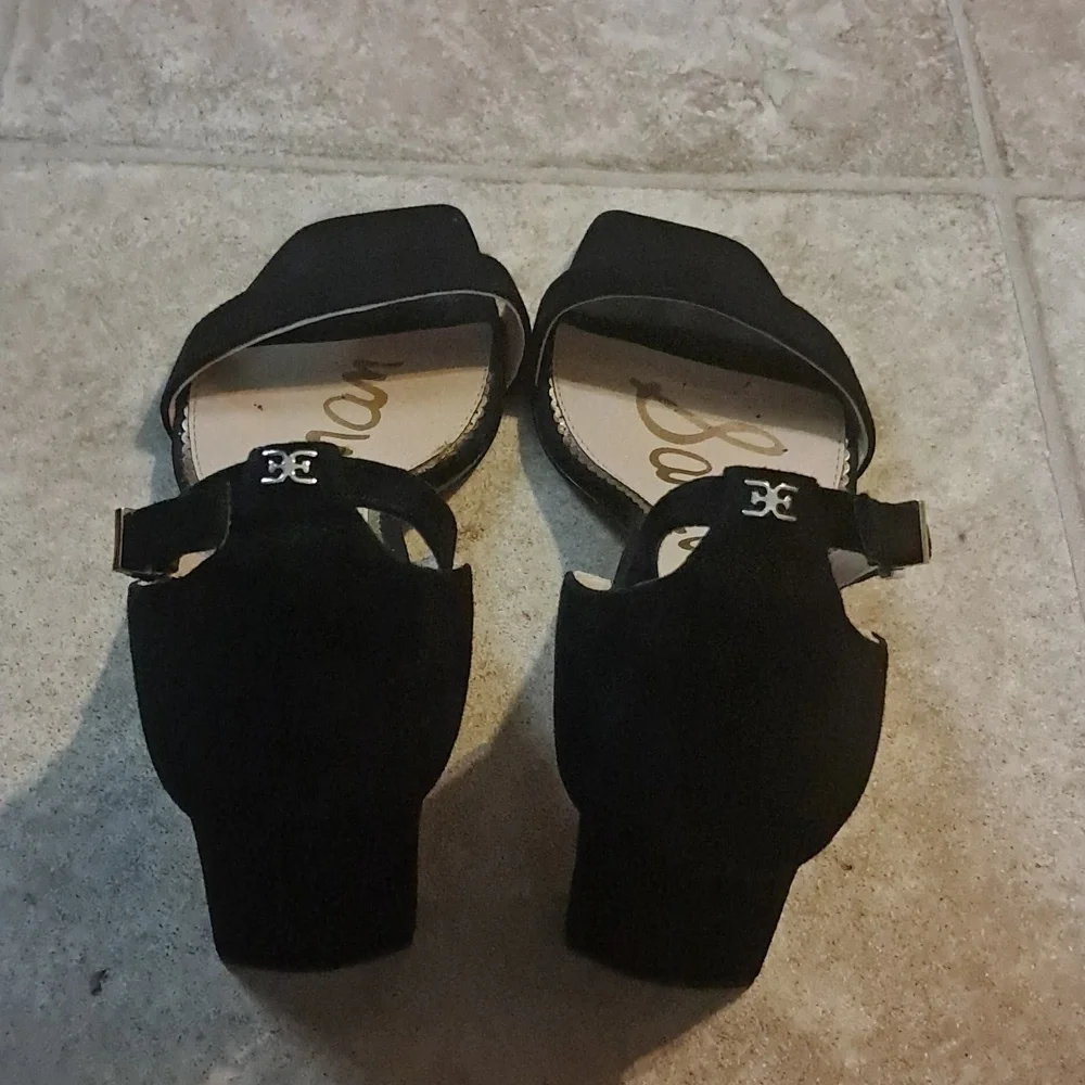 Sam Edelman Yaro Black Block Heel Ankle Strap Suede Shoes Size 10